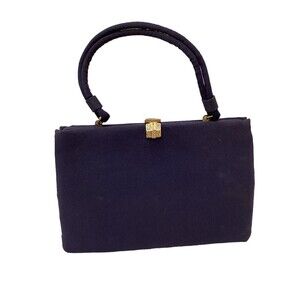 VTG Ingber Evening Purse, Black Fabric, Midcentry, Gold-Tone Rhinestones Clasp